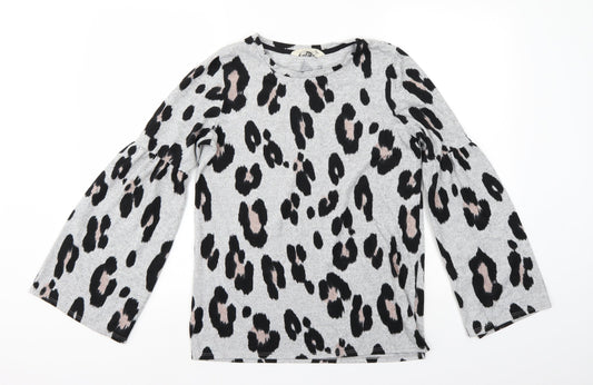 F&F Womens Grey Animal Print  Pullover Jumper Size 8