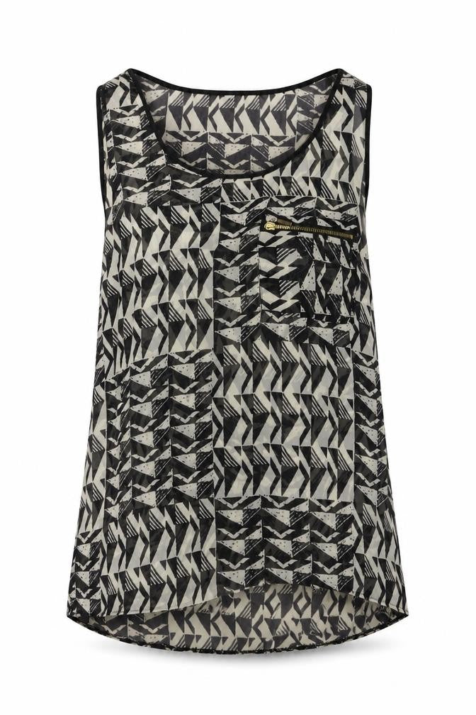 New Look Womens Black Geometric  Basic Tank Size 8