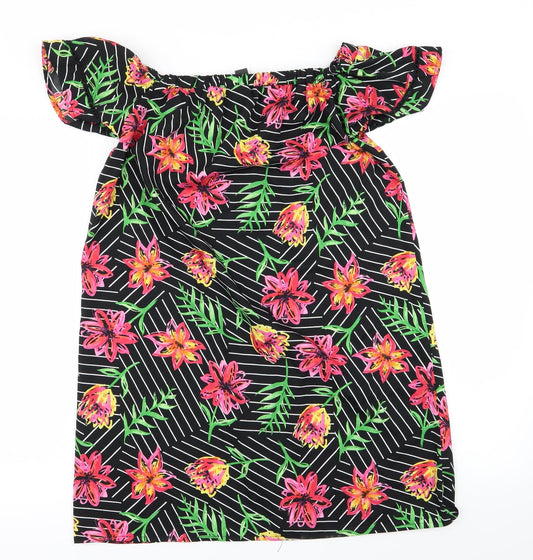 Primark Womens Black Floral  Fit & Flare  Size 8
