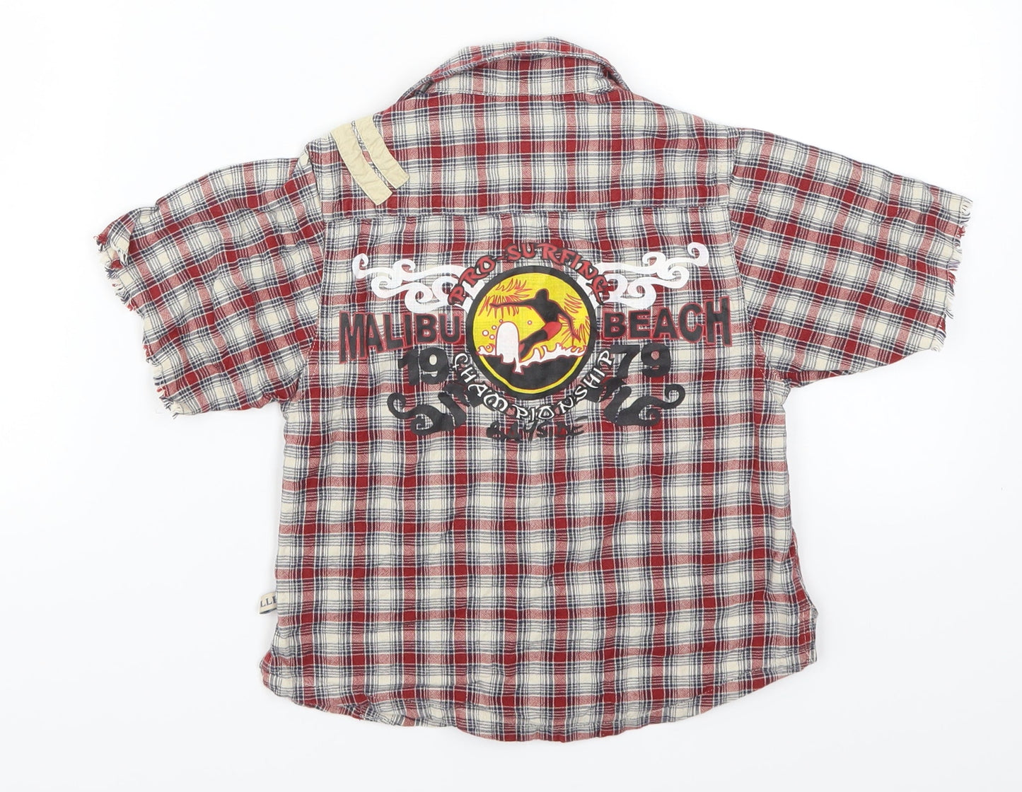Feu Follet Boys Red Check  Basic Button-Up Size 2-3 Years  - Malibu Beach