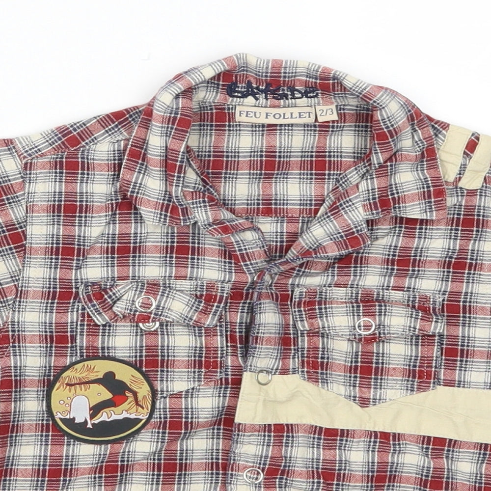 Feu Follet Boys Red Check  Basic Button-Up Size 2-3 Years  - Malibu Beach