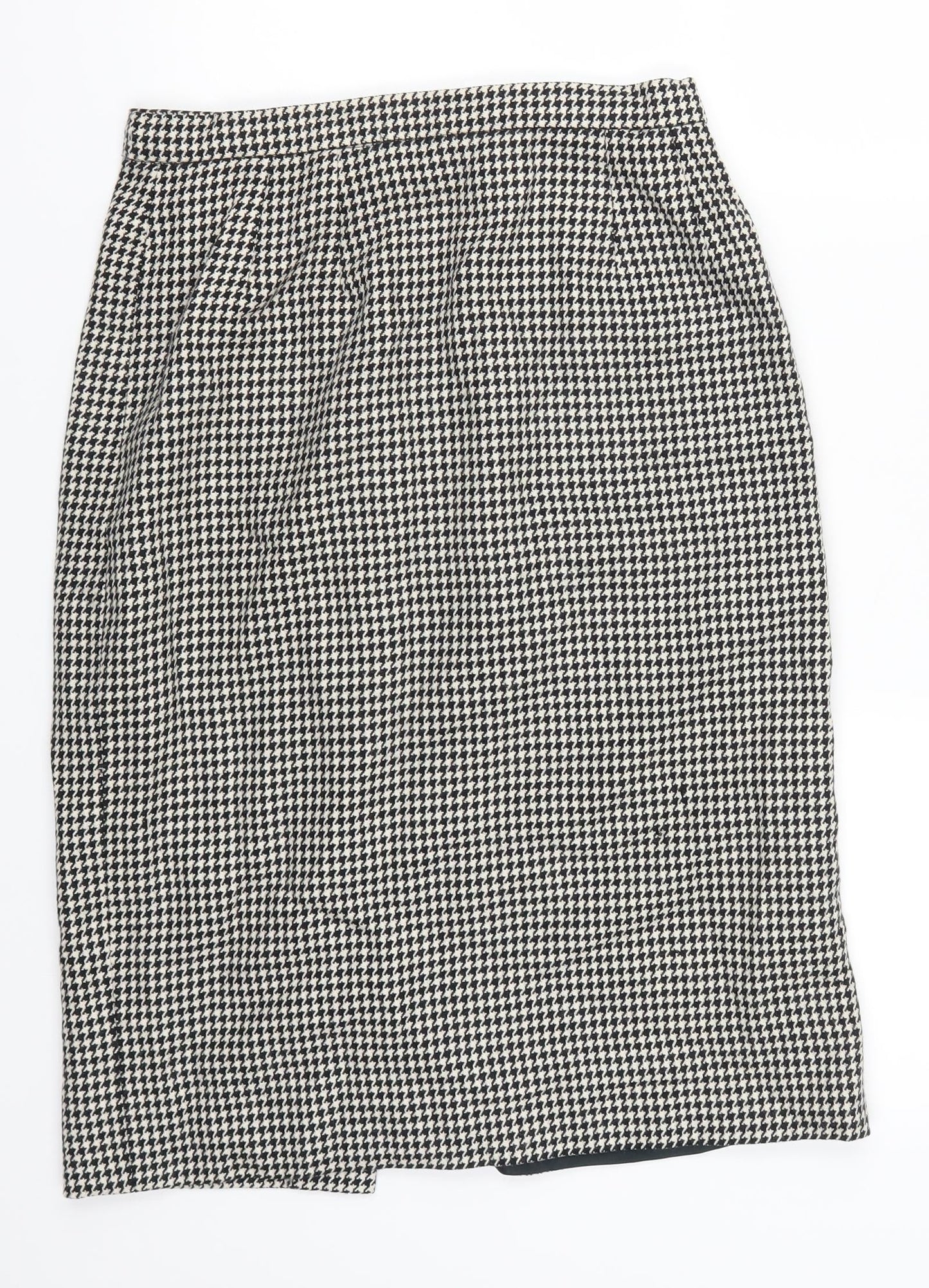 Preworn Womens Grey Houndstooth  Straight & Pencil Skirt Size 28 in  - Black and White