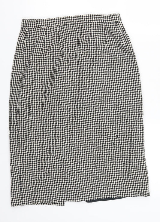 Preworn Womens Grey Houndstooth  Straight & Pencil Skirt Size 28 in  - Black and White