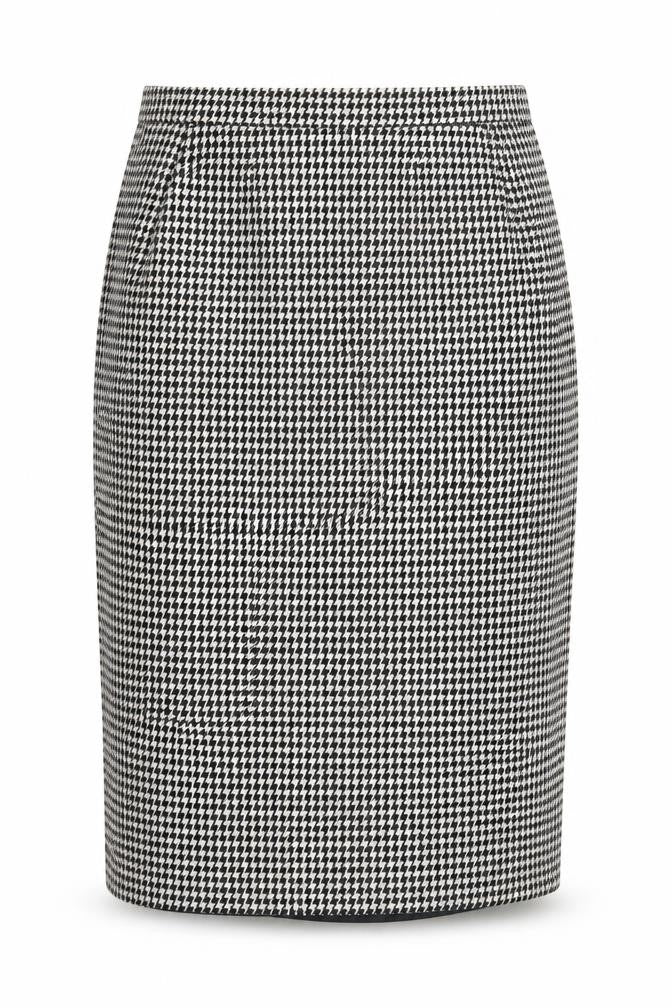 Preworn Womens Grey Houndstooth  Straight & Pencil Skirt Size 28 in  - Black and White