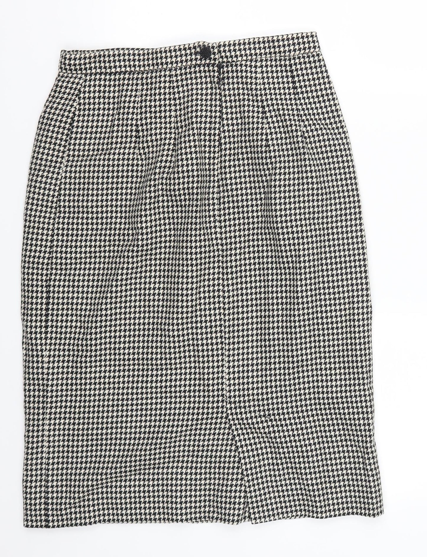 Preworn Womens Grey Houndstooth  Straight & Pencil Skirt Size 28 in  - Black and White