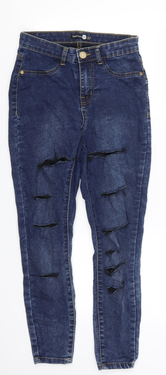 Preloved Boohoo Womens Blue  Denim Skinny Jeans Size 10 L24.5 in - Front