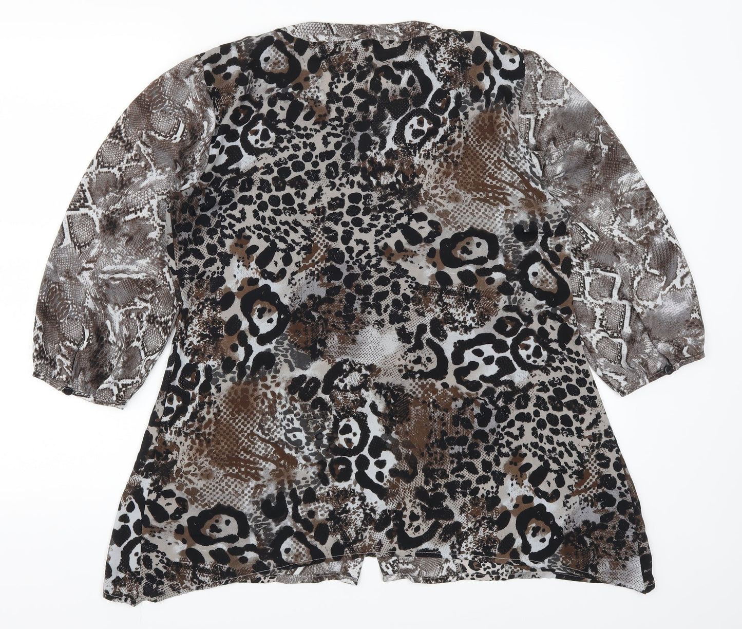Notations Womens Brown Animal Print  Basic Button-Up Size M