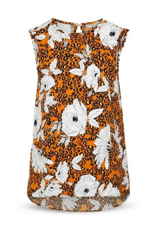 Papaya Womens Orange Animal Print  Basic Tank Size 8  - Floral