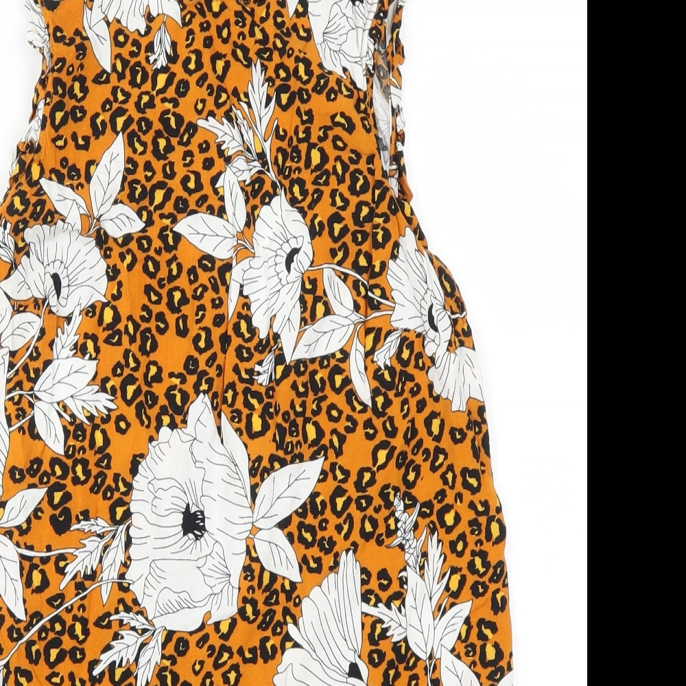 Papaya Womens Orange Animal Print  Basic Tank Size 8  - Floral