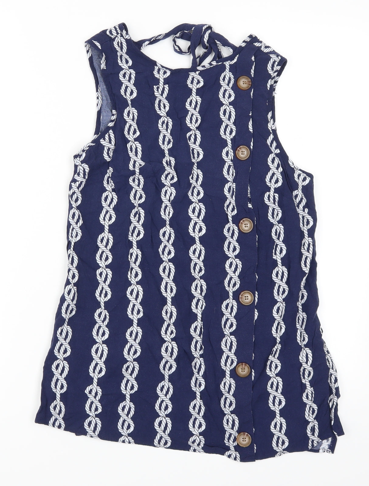 Papaya Womens Blue Geometric  Basic Tank Size 8  - Chain Print