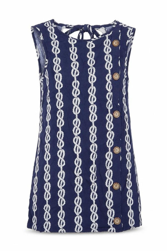 Papaya Womens Blue Geometric  Basic Tank Size 8  - Chain Print