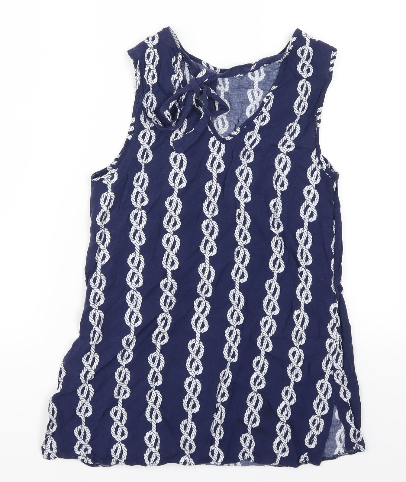 Papaya Womens Blue Geometric  Basic Tank Size 8  - Chain Print