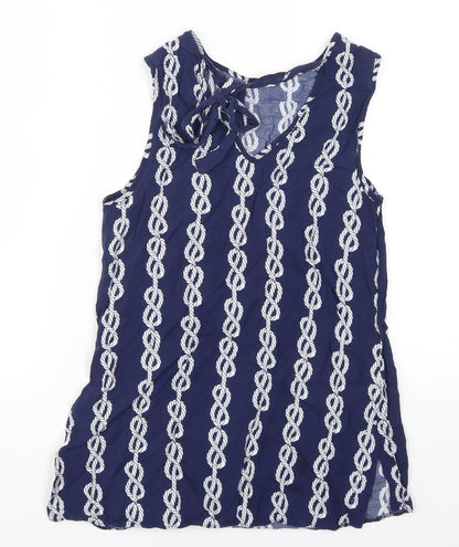 Papaya Womens Blue Geometric  Basic Tank Size 8  - Chain Print