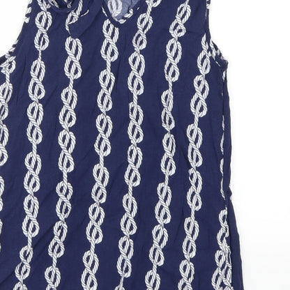 Papaya Womens Blue Geometric  Basic Tank Size 8  - Chain Print