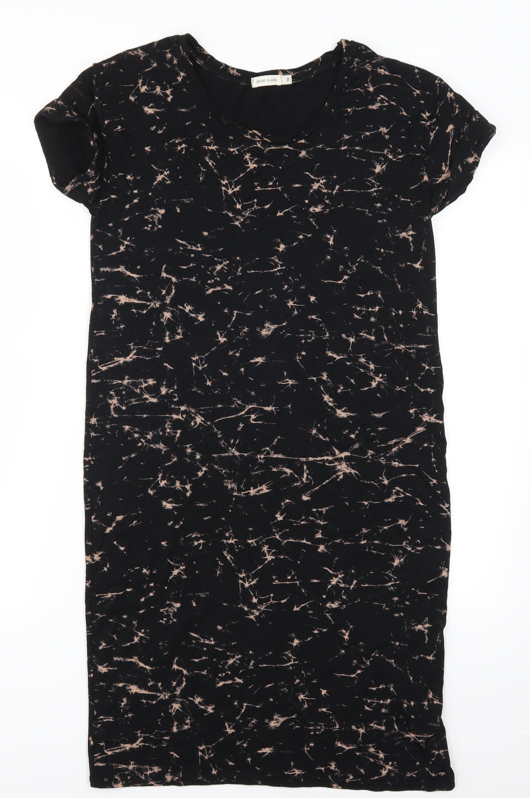 River Island Womens Black Geometric  Slip Dress  Size 10  - Marble Effect