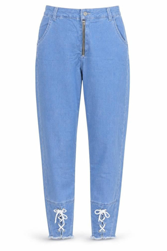 Pretty Little Thing Womens Blue  Denim Mom Jeans Size 6 L28 in - Lace Up