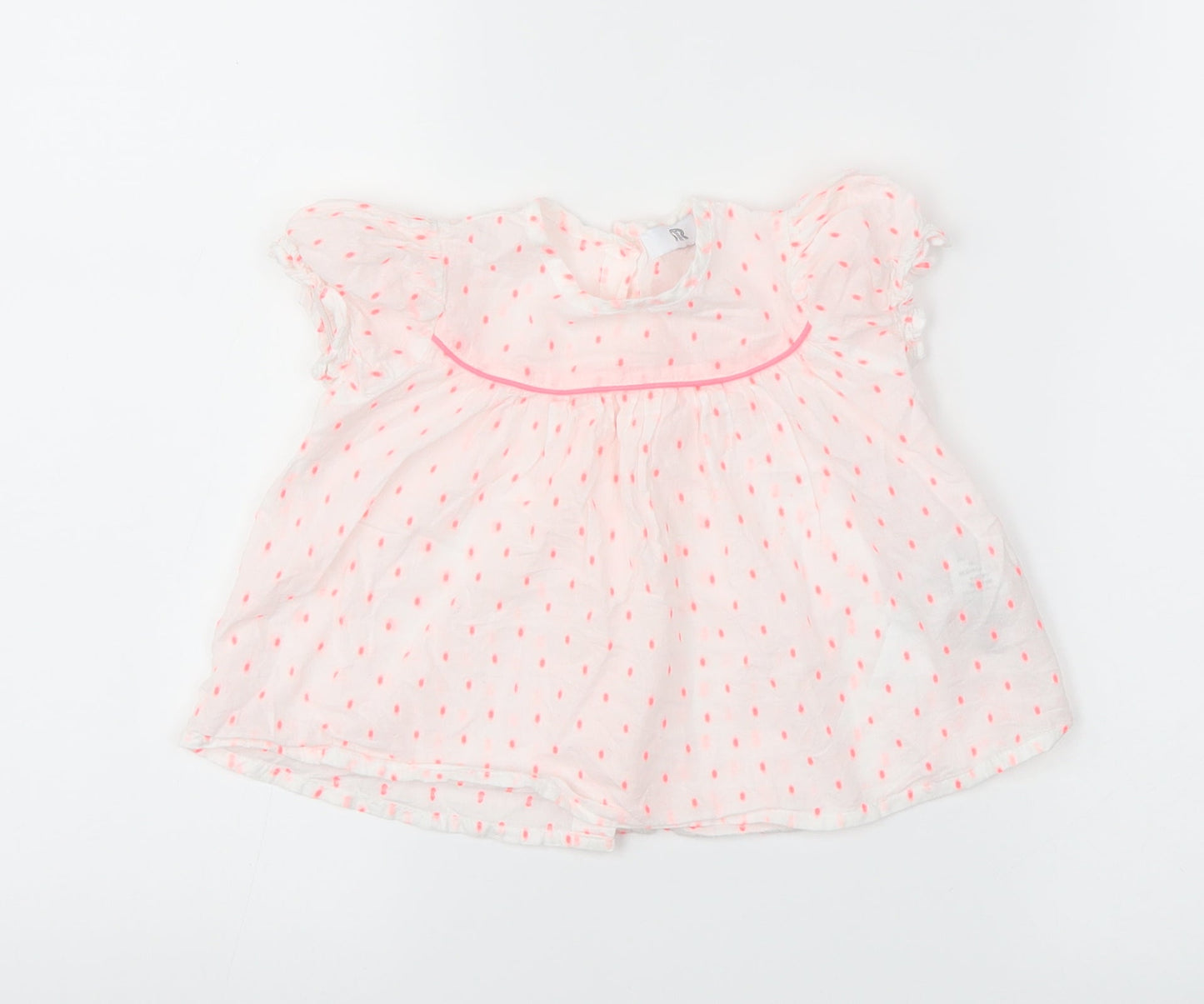 RR Girls White Spotted  Basic T-Shirt Size 12 Months