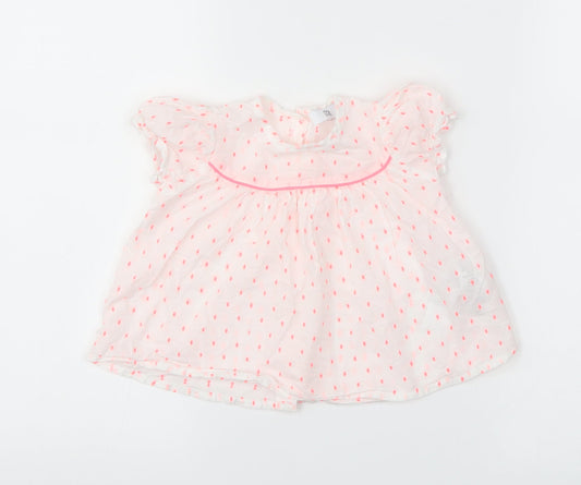RR Girls White Spotted  Basic T-Shirt Size 12 Months