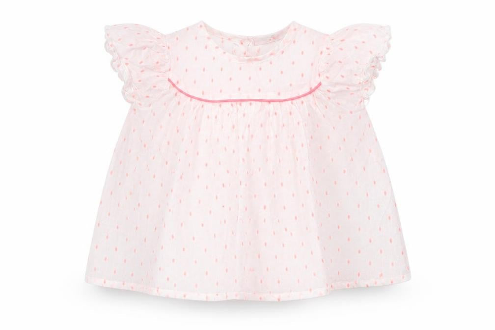 RR Girls White Spotted  Basic T-Shirt Size 12 Months