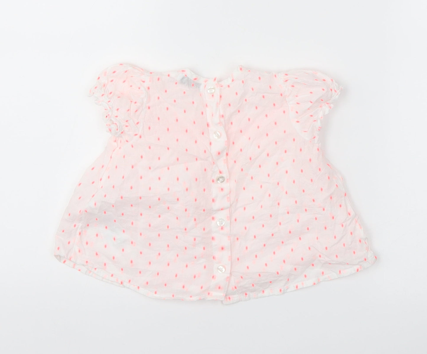 RR Girls White Spotted  Basic T-Shirt Size 12 Months