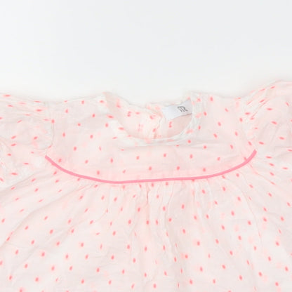 RR Girls White Spotted  Basic T-Shirt Size 12 Months