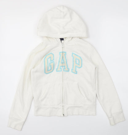Preloved Gap Girls White   Full Zip Jumper Size M - Front