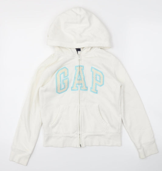 Gap Girls White   Full Zip Jumper Size M