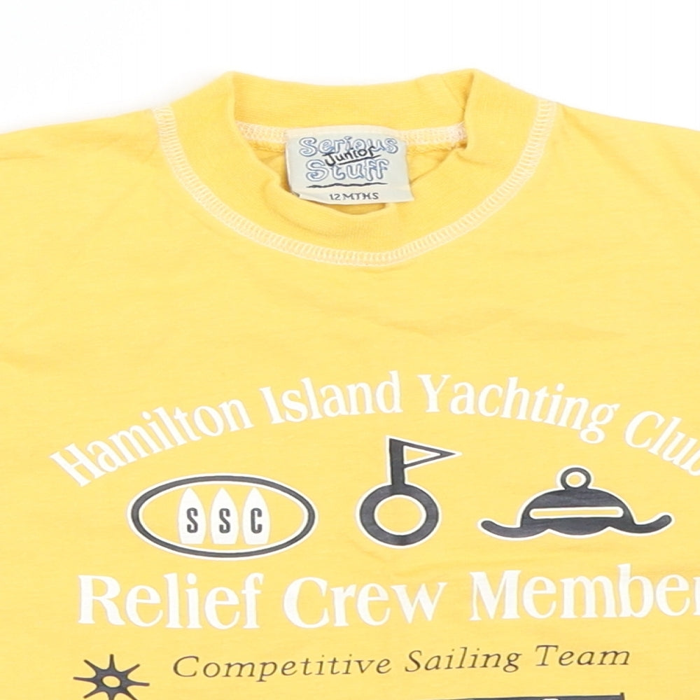 Serious Stuff Boys Yellow   Basic T-Shirt Size 12 Months  - Sailing