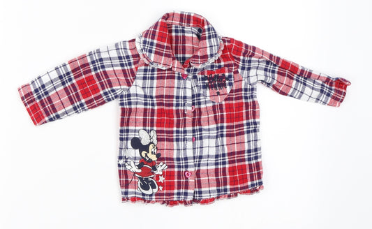 George Girls Red Check  Basic Button-Up Size 6-9 Months  - Minnie Mouse