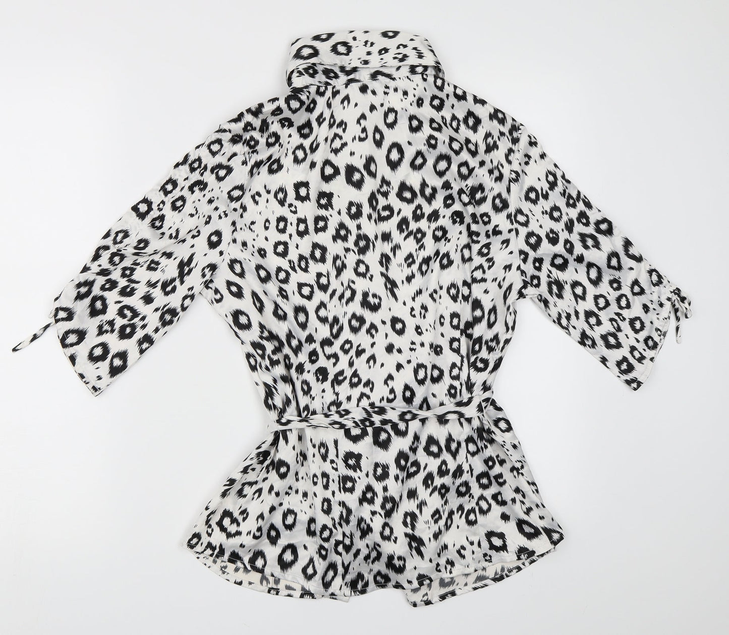 AntiliaFemme Womens White Animal Print  Basic Button-Up Size M
