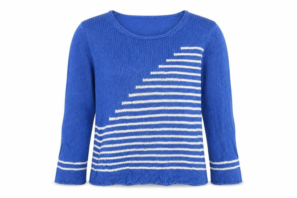 Marble Womens Blue Striped  Pullover Jumper Size S