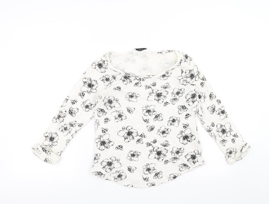 George Womens White Floral  Pullover Jumper Size 10