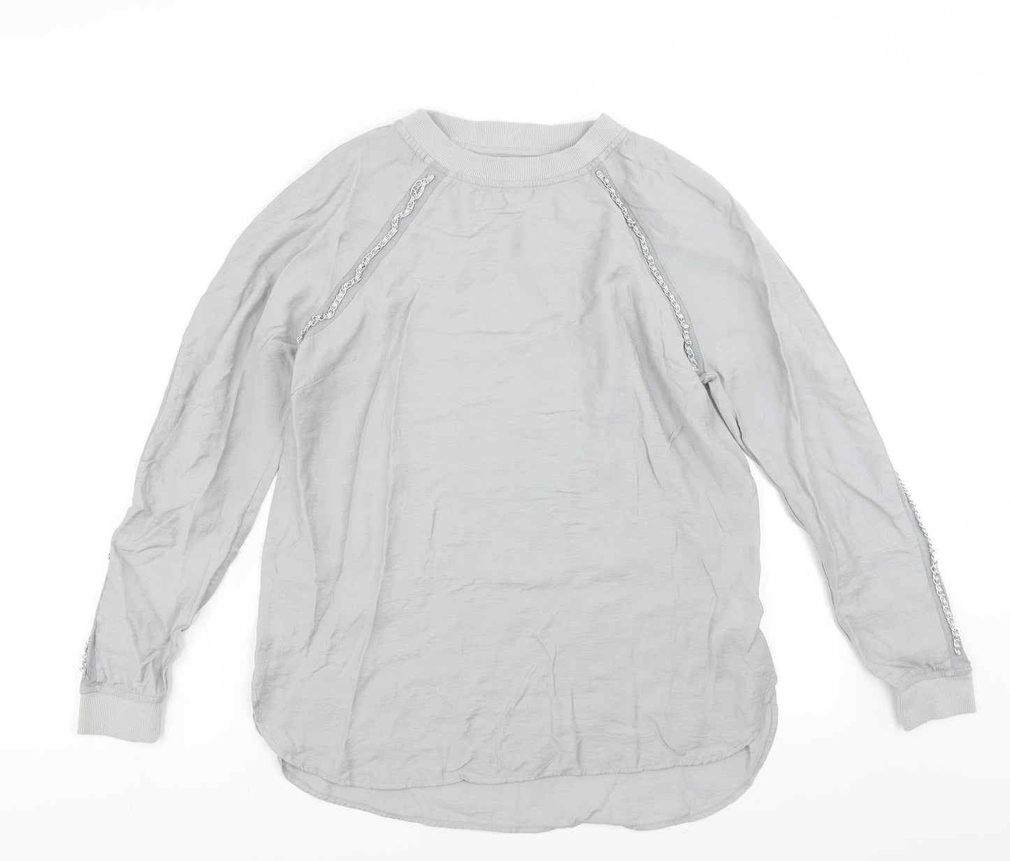 NEXT Womens Grey   Basic Blouse Size 10  - Chain detail