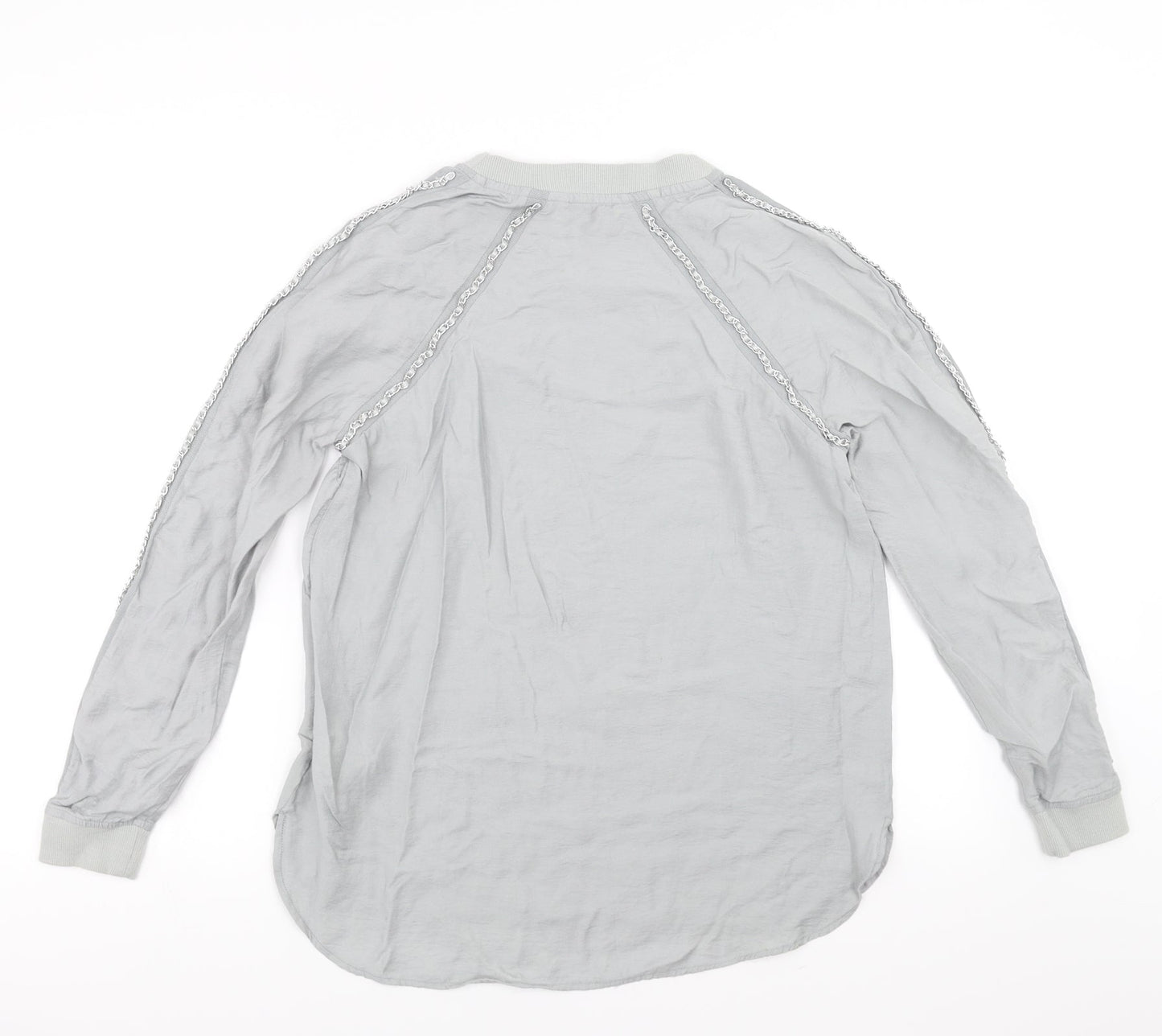 NEXT Womens Grey   Basic Blouse Size 10  - Chain detail
