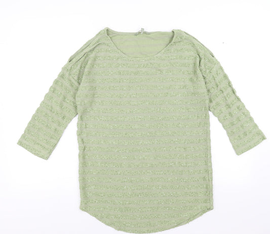NEXT Womens Green Striped  Pullover Jumper Size 8  - sequins cold shoulder