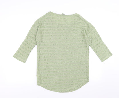 Preloved NEXT Womens Green Striped  Pullover Jumper Size 8  - sequins cold shoulder - Back