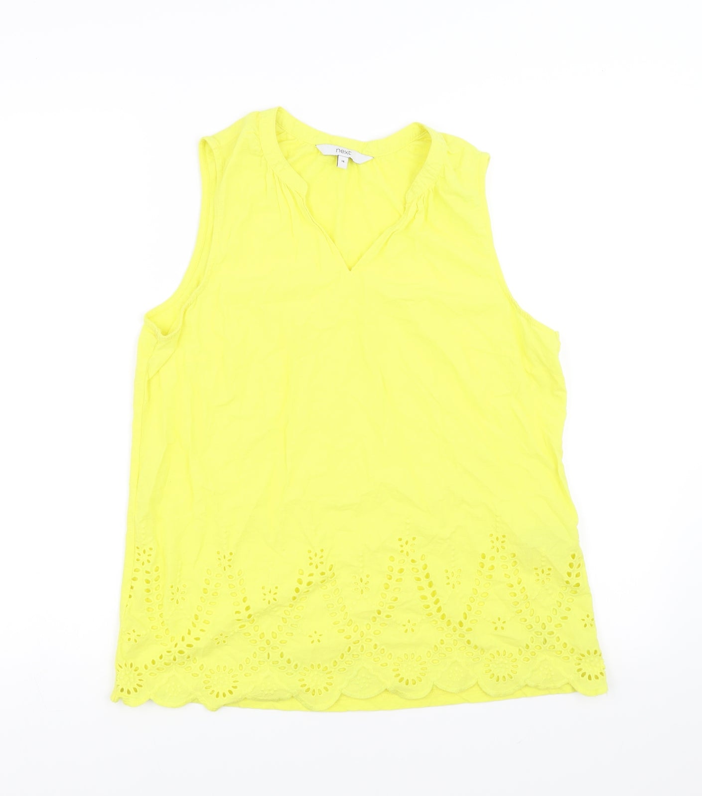 NEXT Womens Yellow   Basic Blouse Size 14  - cut out floral detail