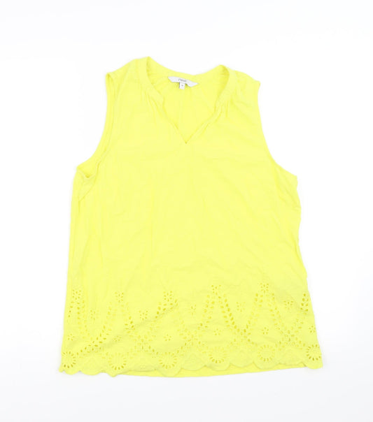 NEXT Womens Yellow   Basic Blouse Size 14  - cut out floral detail