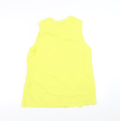 Preloved NEXT Womens Yellow   Basic Blouse Size 14  - cut out floral detail - Back