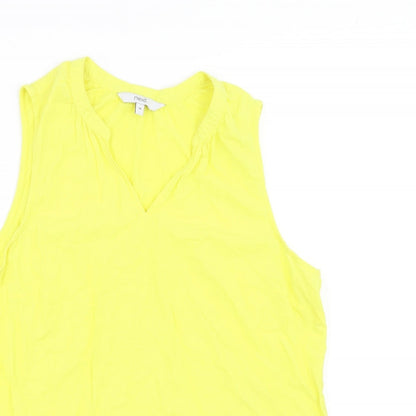 Preloved NEXT Womens Yellow   Basic Blouse Size 14  - cut out floral detail - Detail