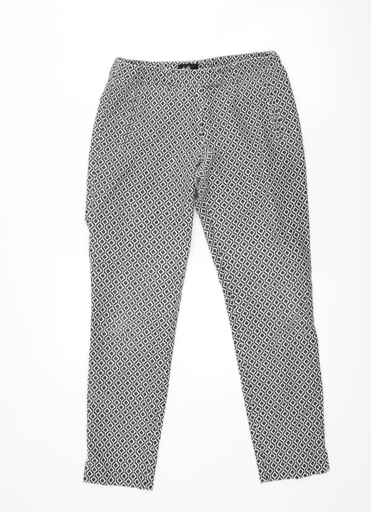 Doti Womens White Argyle/Diamond  Trousers  Size 8 L26 in