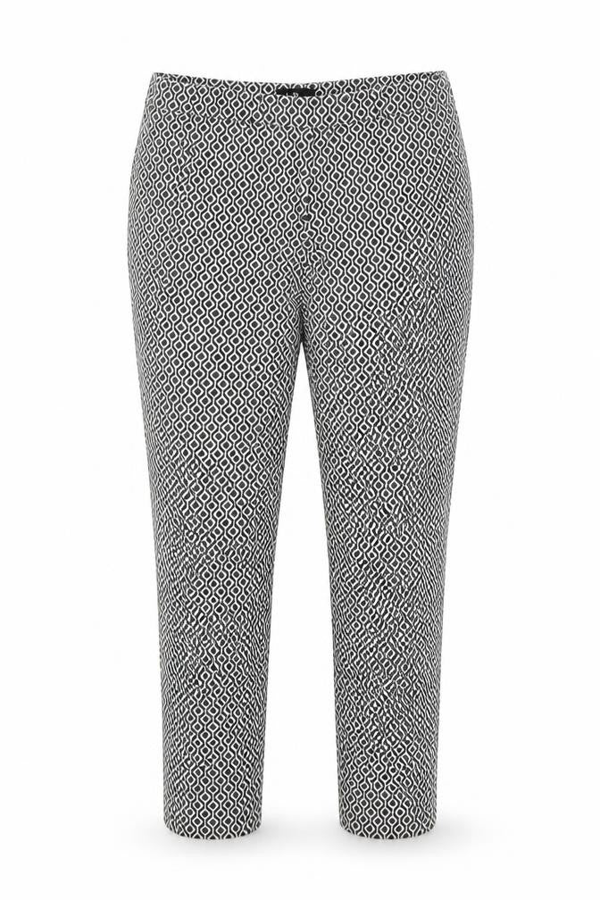 Doti Womens White Argyle/Diamond  Trousers  Size 8 L26 in