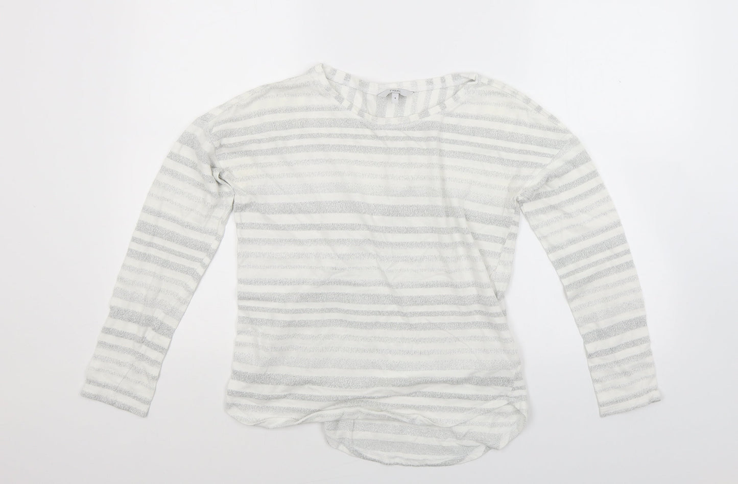 NEXT Womens White Striped Knit Pullover Jumper Size 8