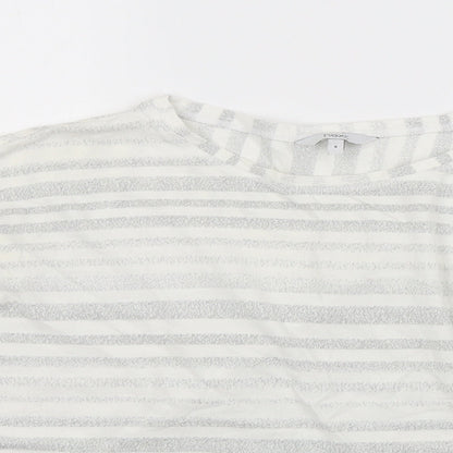 Next Womens White Striped Knit Pullover Jumper Size 8