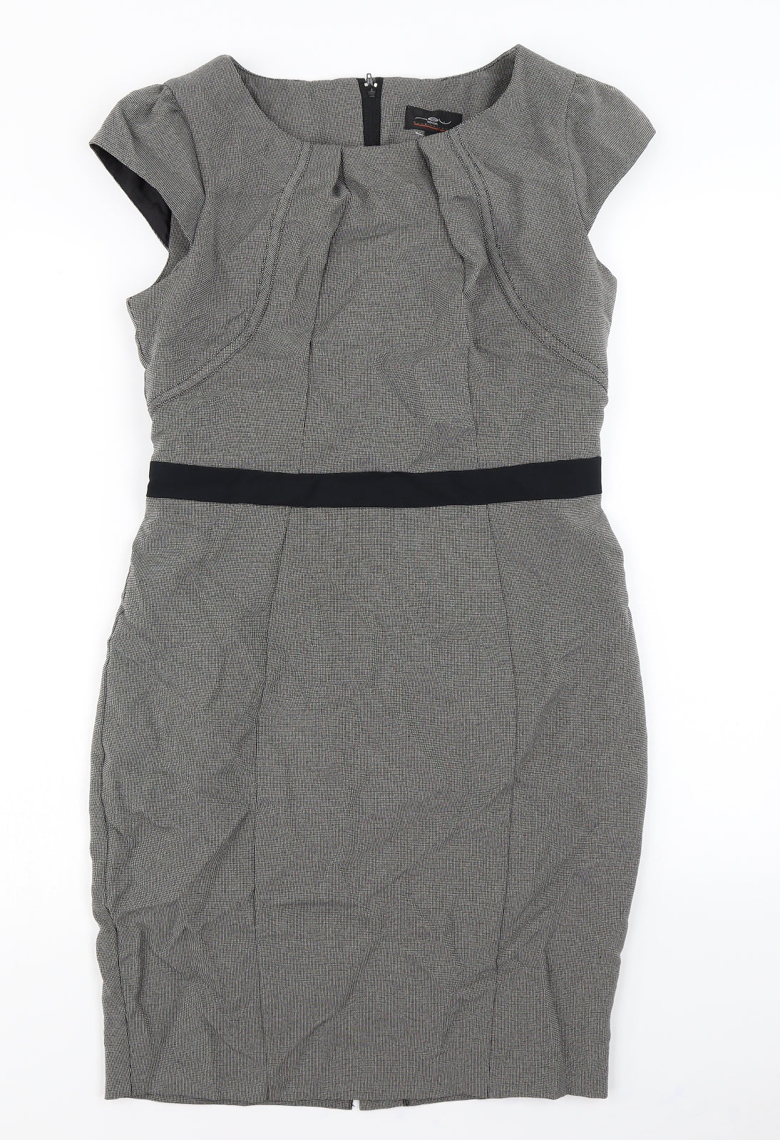 New Look Womens Black Check  Pencil Dress  Size 12