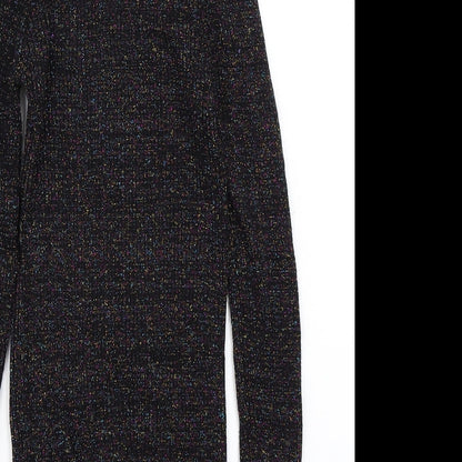 Wild Flower Womens Black   Pullover Jumper Size M  - Ribbed