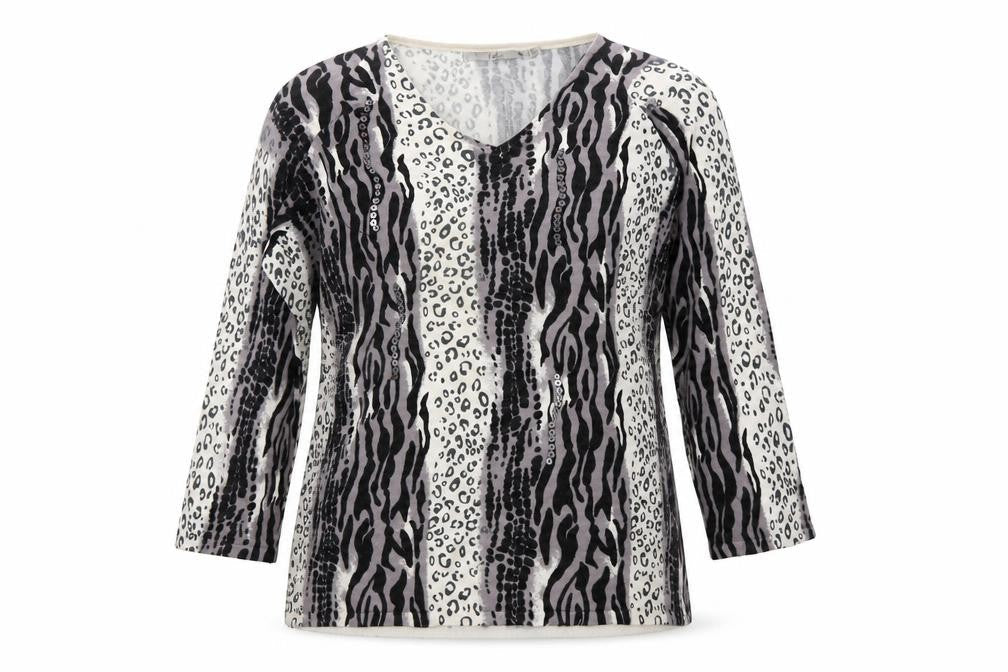 Isle Womens Ivory Animal Print  Pullover Jumper Size L