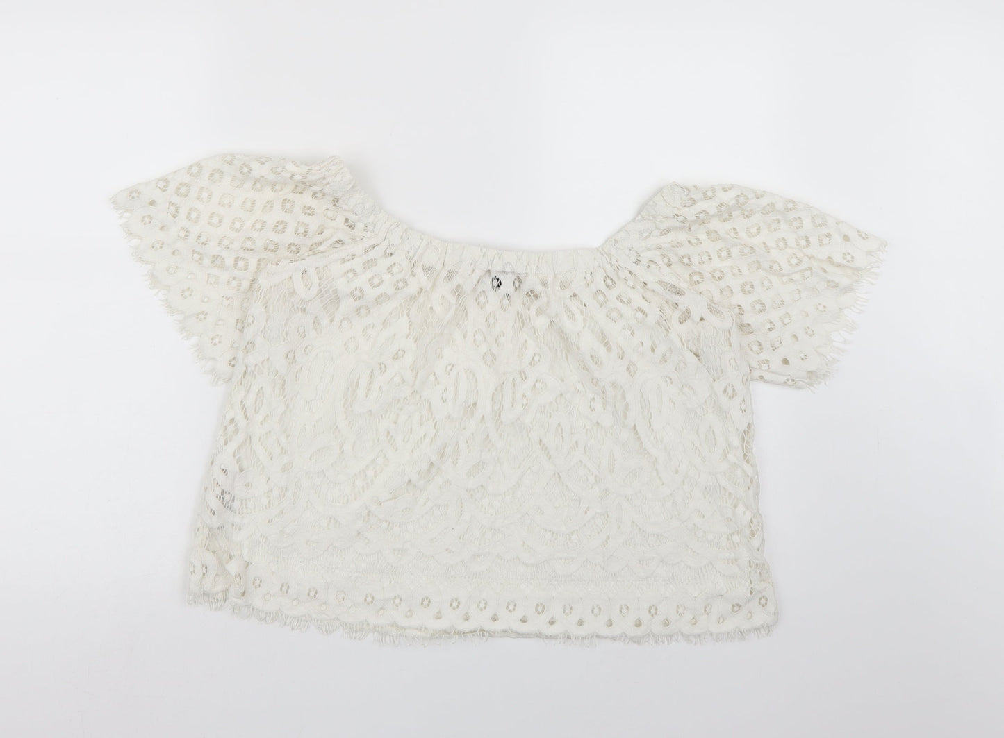 New Look Womens White  Lace Basic Blouse Size 12