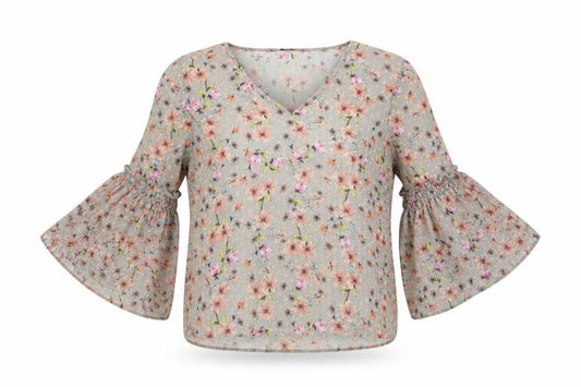 Atmosphere Womens Grey Floral Chiffon Basic Blouse Size 6