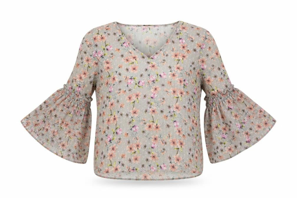 Atmosphere Womens Grey Floral Chiffon Basic Blouse Size 6